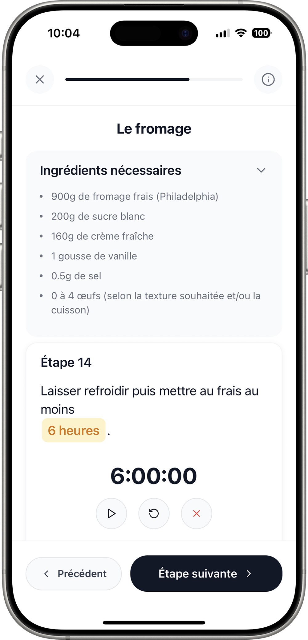Mode cuisine avec timer intégré
